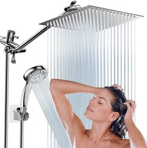 Shower Head, 10&quot; High Pressure Rainfall Shower Head With 11&quot; Adjustable, Chrome. - £45.55 GBP