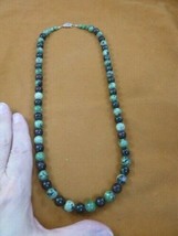 (v410-30) dark Green Rudy red Zoisite 10mm Beaded 24&quot; long Necklace jewelry - $73.85