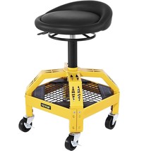 VEVOR Rolling Garage Stool, 300LBS Capacity, Adjustable Height from 24 in to 28 - £102.44 GBP