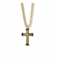 14K Gold Over Sterling Silver Enameled Budded Ends Cross Necklace &amp; Chain - £56.25 GBP