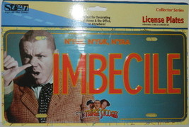 The Three Stooges featuring Curly &quot;IMBECILE&quot; Metal Car License Plate, NE... - $9.74