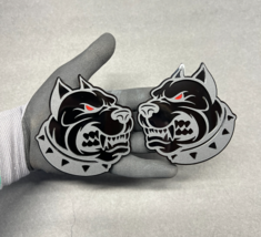 x2 Pitbull Car  Badges Emblem Alpha Dog Red Eye, M-Black/Bk Bulldog Fend... - $805.40 MXN
