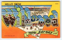 Hello From Wildwood By The Sea New Jersey Linen Large Letter Postcard C T - £12.93 GBP