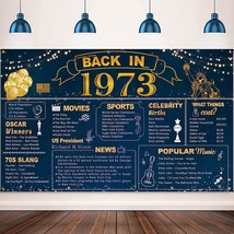 50Th Birthday Blue Gold Party Decoration, Blue Back In 1973 Banner 50 Year Old B - £15.74 GBP