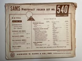 SAMS PHOTOFACT FOLDER SET NO. 540 JULY 1961 MANUAL SCHEMATICS - $4.95
