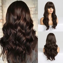 Long Wigs with Bangs Water Wave Heat Resistant Synthetic Hair Wigs for Women - £38.59 GBP