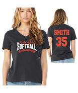 NEW Personalized Softball Mom Glitter Design V-Neck Bella + Canvas T Shirt - £21.94 GBP+