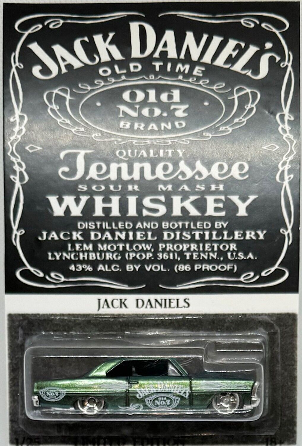 Green &#39;66 CHEVY NOVA CUSTOM Hot Wheels Jack Daniels Whiskey Series w/RR * - $72.71