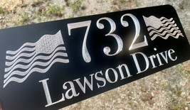 Engraved Personalized Custom US Flag House Home Number Street Address 15... - £20.50 GBP