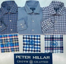 Peter Millar Crown Crafted Shirts S Mens Blue Lot Of 3 Stretch Check Spread Golf - £62.60 GBP