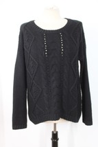 Tommy Bahama M Black Eyelet Cable Knit Pullover Sweater - £22.27 GBP