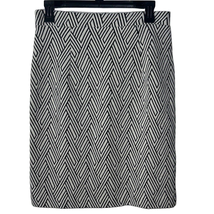 Banana Republic Skirt Womens Size 2 White Black Zig Zag Geometric Stretch Aztec - £17.61 GBP