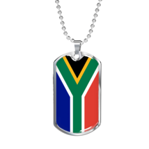 South Africa Flag Necklace Stainless Steel or 18k Gold Dog Tag 24&quot; Chain - £37.11 GBP+