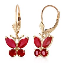 Galaxy Gold GG 14k Solid Yellow Gold Butterfly Earrings Ruby - $327.96