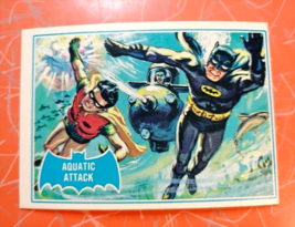 1966 Batman Trading Card Topps Blue Bat 41B Aquatic Attack Card EX+ - £13.89 GBP
