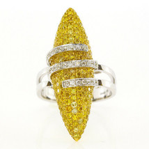 Real 2.36ct Natural Fancy Intense Yellow Diamonds Engagement Ring 18K Solid Gold - £5,031.54 GBP