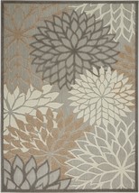 4&#39; X 6&#39; Gray And Ivory Floral Indoor Outdoor Area Rug - £84.11 GBP