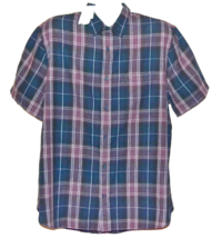 VINCE  Linen Blend Men&#39;s Brown Blue Plaids Nice Blouse Soft Shirt Size XL - £71.48 GBP