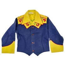 Charles Paddock Vintage Childs Western Shirt Blue Yellow Red Piping Embr... - £117.68 GBP