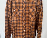 Tecovas Mens XXL  Orange Brown Plaid Western Pearl Snap Shirt Long Sleev... - $44.54