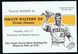 ORIGINAL Vintage 1988 Pittsburgh Pirates Waiters Invitation RJ Reynolds Bonds - £39.56 GBP