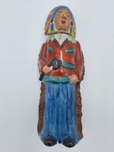 Vintage Native American Indian 10&quot; Porcelain Cork Stopper Whiskey Decanter - £21.63 GBP