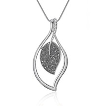 2020  New Leaf Necklaces For Women Female Long Necklace Black Crystal Gold Silve - £13.68 GBP
