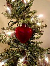 Vintage Cranberry Glass Christmas Midwest Kugel Red Heart Ornament - £19.73 GBP