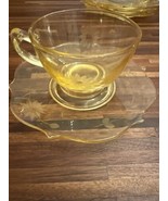 Vintage Lancaster Topaz Yellow Flat Cup &amp; Saucer Set Jubilee Pattern - $16.79