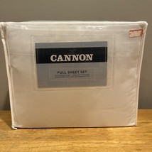 Cannon Full Sheet Set White 100% Cotten Sateen 240 Thread Count NOS Sears - $39.59