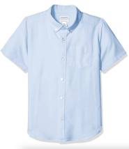 Essentials Kids Boys Uniform Short-Sleeve Woven Button Down Shirt, Blue,... - £7.18 GBP