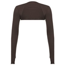 Women Thumbhole Long Sleeve Bolero Shrug Solid Color Open Front Cropped Cardigan - £57.83 GBP