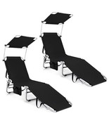 Set of 2 Portable Reclining Chair with 5 Adjustable Positions-Black - Co... - $269.68 CAD