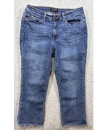 Judy Blue Womens Skinny Fit Crop Jeans Size 11/30 Frayed Hem Stretch Denim - $19.06