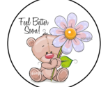 30 FEEL BETTER SOON TEDDY BEAR STICKERS ENVELOPE SEALS LABELS 1.5&quot; ROUND... - $7.49