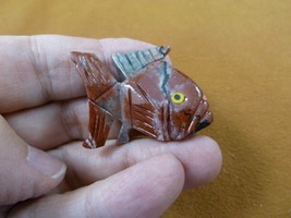 Y-FIS-TR-22) little TROPICAL red tan FISH gemstone SOAPSTONE figurine aq... - £6.76 GBP