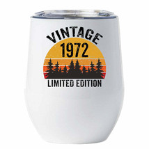 Vintage 1972 Tumbler 50 Years Old 50th Birthday Sunset Retro Wine Cup 12oz Gift - £18.16 GBP