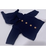 Baby Boy Knitted Sweater with Hood &amp; Pompom, buttoned, Preemie Blue MSRP... - $25.76 CAD