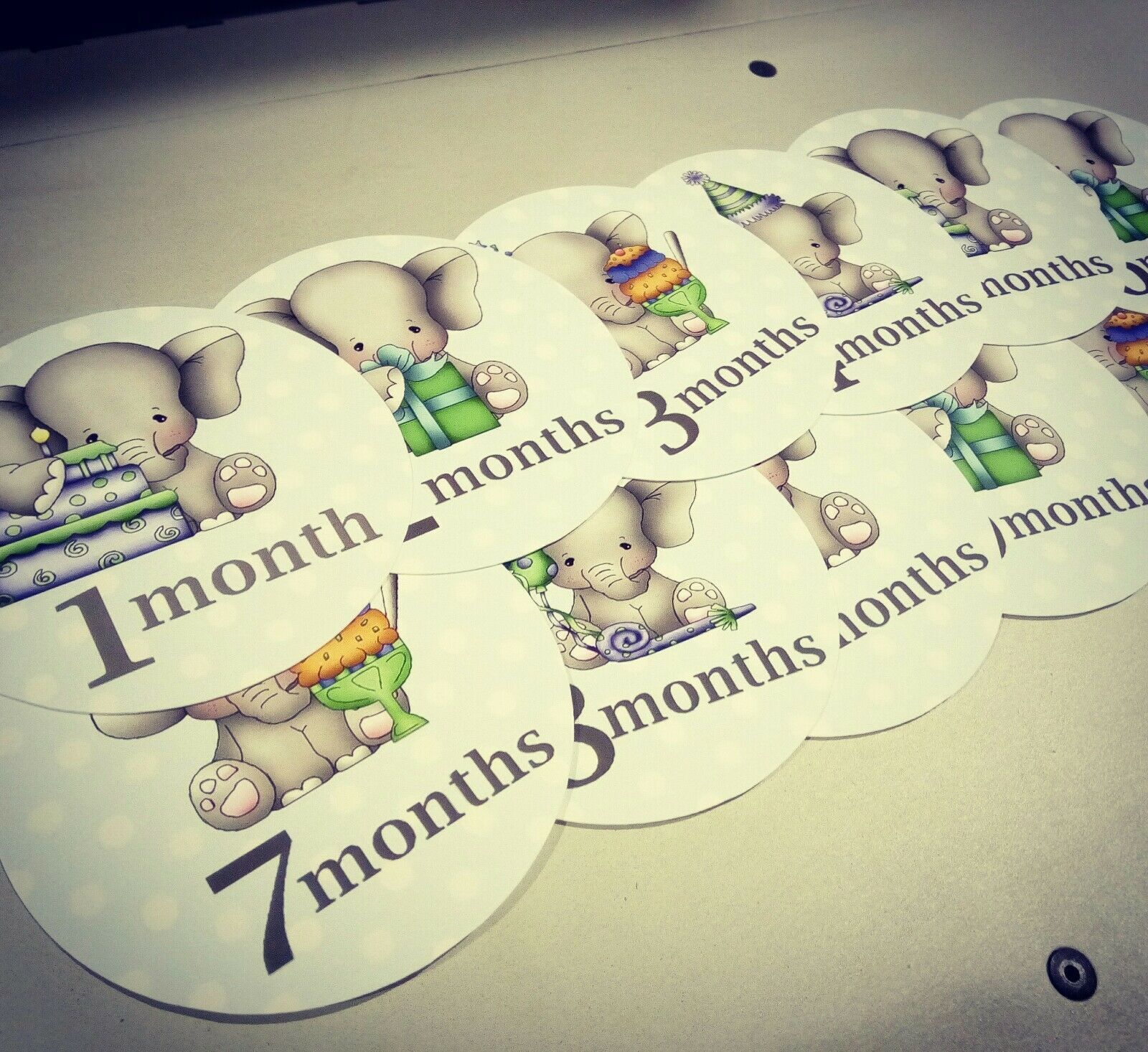 Monthly blue elephants baby stickers - $7.99