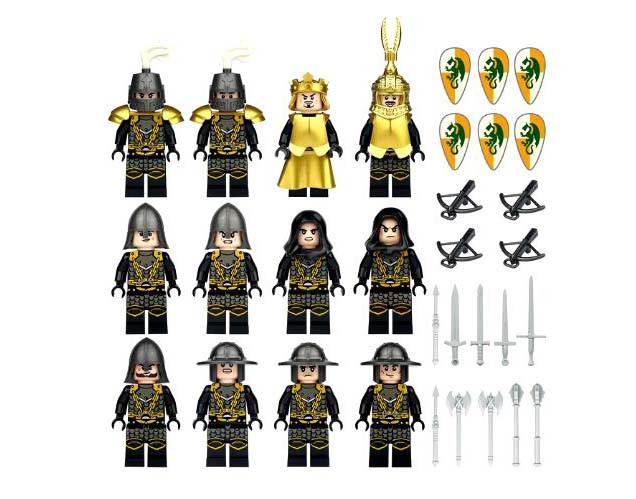Minifigure Green Dragon Knight With King Set Army Castle Soldier 12 US S... - $50.71