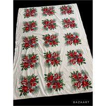 1950&#39;s Christmas Tablecloth Pinecone Bow Design - $29.69