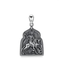 925 Silver Saint George Victorious Christian Pendant Necklace St George Guardian - £41.18 GBP