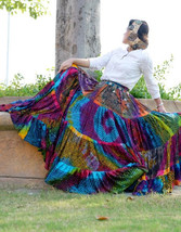 Turquoise Blue Rainbow 25Yard Tribal Gypsy Jaipur Authentic Gypsy ATS Skirt - £80.41 GBP