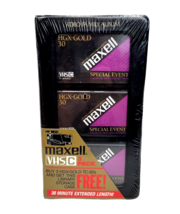Maxell VHS-C TC-30 HGX Gold Premium High Grade Video Tapes 3 Pack + Case NEW - £14.17 GBP
