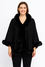Crimson Elegance Faux Fur Trim Cape - $71.25
