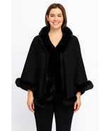 Crimson Elegance Faux Fur Trim Cape - $71.25