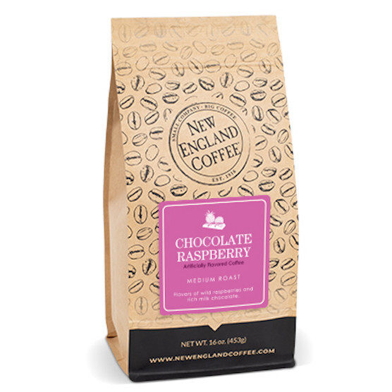 NEW ENGLAND COFFEE CHOCOLATE RASPBERRY WHOLE BEAN COFFEE 16OZ - $17.25