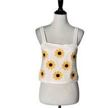Altar&#39;d State Crochet Crop Top Sunflower Print Yellow White Top Women Size M - £17.88 GBP