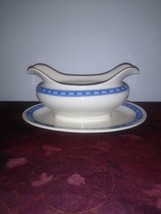 True Ivory Mayer gravy boat vintage Chesterfield pattern blue and ivory  - £34.61 GBP
