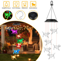 Crystal Dog Solar Wind Chimes Led Light Color-Changing Waterproof Garden... - $27.99